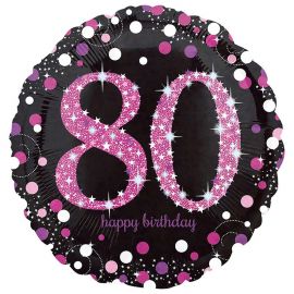Balão Papel 80 Anos Elegante Rosa 43 cm