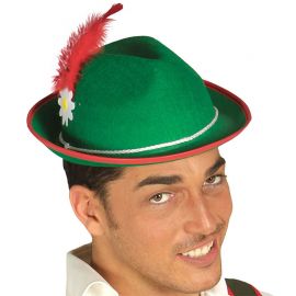 Sombrero de Tirolés con Pluma Roja