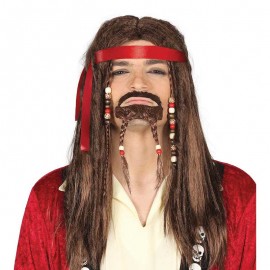 fantasia de halloween para homens adulto pirata capitão Jack sparrow  perucas chapéu piratas do caribe cosplay Acessórios feminino masculino