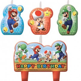 4 Velas Super Mario Happy Birthday