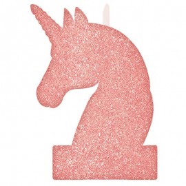 Vela Unicornio Rosa com Brilhante 8 cm x 13 cm