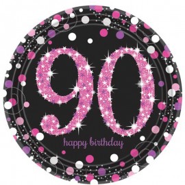 8 placas de 90 anos -rosa elegante 23 cm