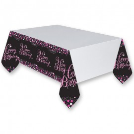 Toalha de Mesa Happy Birthday Elegant Pink