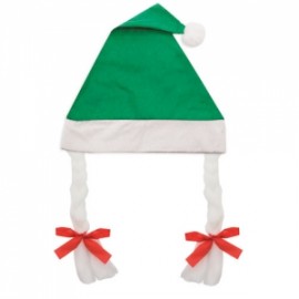 Chapéu de Natal com tranças verdes