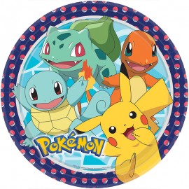 8 Pratos Pokémon Papel Redondos 22.8 cm