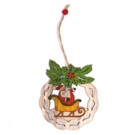 Pai Noel Torno Pingente de madeira 12 cms