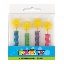 4 Velas forma Espiral con Estrellas