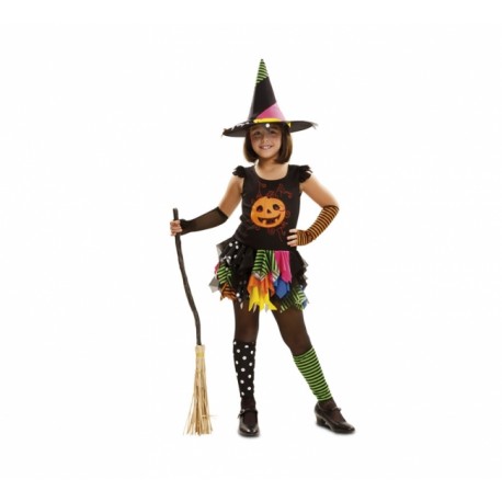 Fato de Bruxaria Multicolorida para Menina