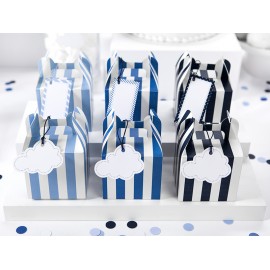 6 Caixas para Doces com Abas com Listras e Bolinhas 12,5 cm