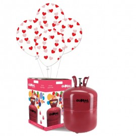 Big Helio Bottle com 50 balões com corações