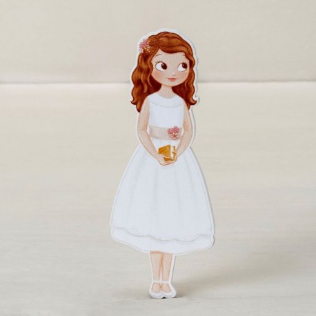Figura menina com vestido adesivo 2D 11 cm (6 unidades)