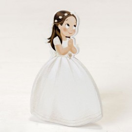 Figura menina com coroa adesiva 2D 11 cm (6 unidades)