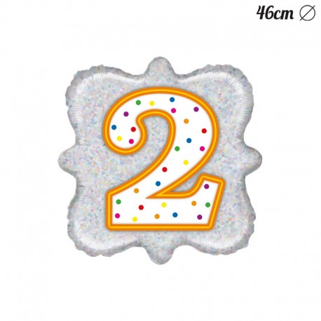 Globo Número 2 Foil Cuadrado 46 cm
