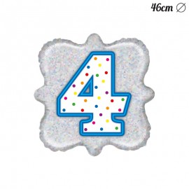Globo Número 4 Foil Cuadrado 46 cm