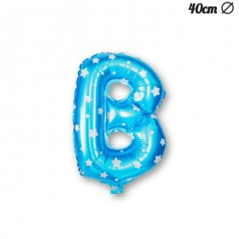 Balão Letra B Foil Azul com Estrelas 40 cm