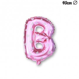 Balão Letra B Foil Rosa com Corações 40 cm