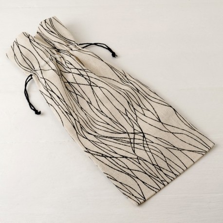 6 sacos de algodão com linhas pretas 15x35 cm