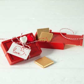 Caixa de madeira 4 chocolates Sant Valentín Double Heart