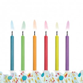 6 Velas para Aniversário com Chama de Cores
