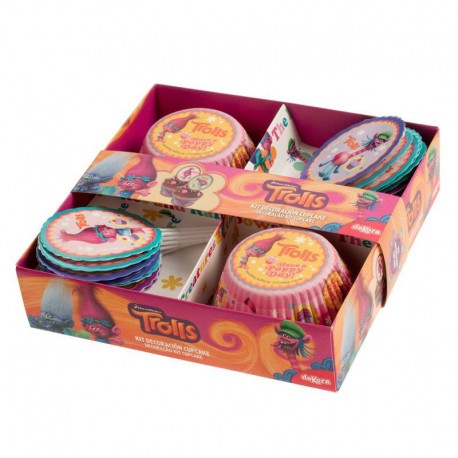 Kit de decoração de trolls cupcake