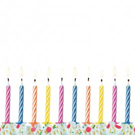 10 Velas Listradas para Aniversário