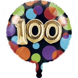 Balão de Folha 100 Anos Polka Dots 45 cm