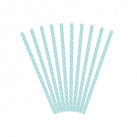 10 Pajitas con Lunares de Papel 19,5 cm