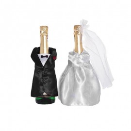 2 Fundas para Botella Champagne forma Novios 2 Fundas para Botella Champagne forma Novios