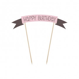 Mini Banner para Bolo com Happy Birthday 19 cm