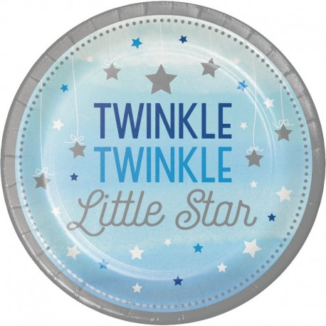 8 Pratos Twinkle Primeiro Ano Menino Estrellitas 18 cm