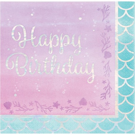Guardanapos Sereia Iridescente Happy Birthday
