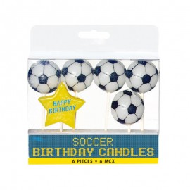 5 Velas forma Bola de Futebol com Estrela Happy Birthday