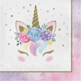 16 Guardanapos Unicornio Baby 33 cm