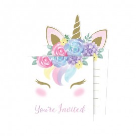 8 Convites Unicornio Baby
