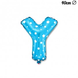 Balão Letra Y Foil Azul com Estrelas 40 cm