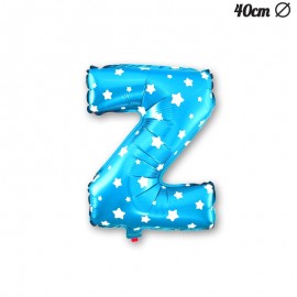 Balão Letra Z Foil Azul com Estrelas 40 cm