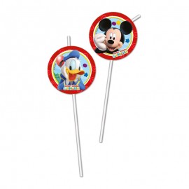 6 Pajitas Medallón Mickey Mouse