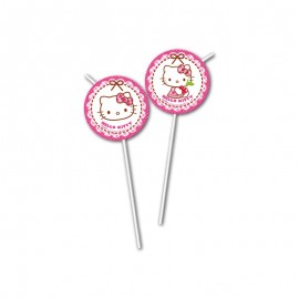 6 Palhinhas Medalhão Hello Kitty