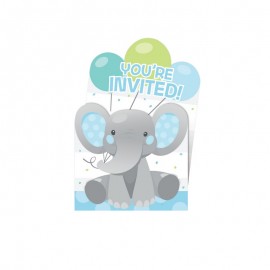 8 convites de elefantita azul
