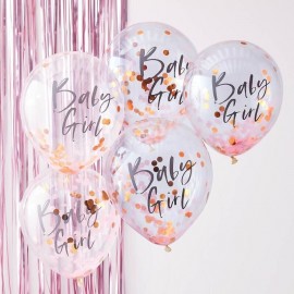 5 Balões de confete para bebês Girl