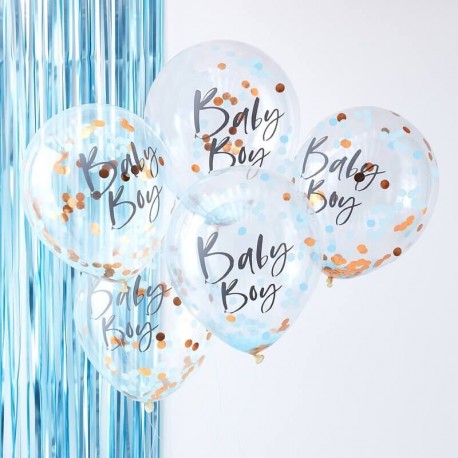5 Balões de confete para bebês Boy