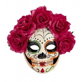 Máscara facial completa dos mortos com rosas
