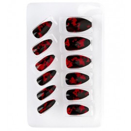 Conjunto de 12 unhas pretas sangrentas