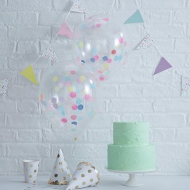 5 Balões de Confete Cores Patel 30 cm
