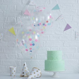 5 Balões de Confete Cores Patel 30 cm 5 Balões de Confete Cores Patel 30 cm