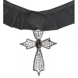 Gothic Cross Collar com pedra negra