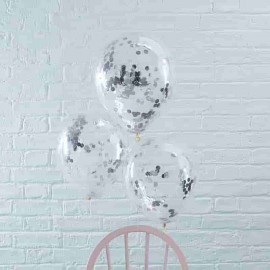 5 Balões com Confete Metalizado 30 cm