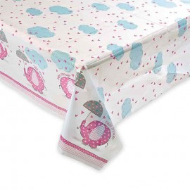 Toalha de Mesa Baby Shower Menina com Elefante 137 x 213 cm