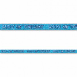 Cartaz Happy Birthday 40 Anos Azul Glitz