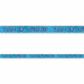 Cartaz Happy Birthday 50 Anos Azul Glitz